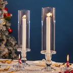Hurricane Candle Holder Glass Taper Hurricane Clear Tall Candlestick Candles Holders Table Centerpiece Wedding Party Dining Event Home Decor (2)