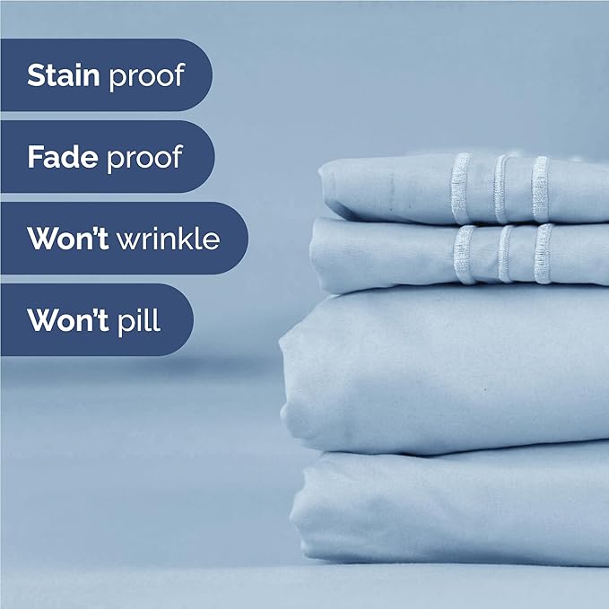 Twin XL Size 3 Piece Sheet Set - Comfy Breathable & Cooling Bed Sheets Set - Hotel Luxury Bedding for Women, Men, Kids, Teens, Boys & Girls - Deep Pockets, Soft and Wrinkle Free - Oeko-Tex - Sky Blue