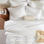 CozyLux California King Comforter Set with Sheets 7 Pieces, White Seersucker Bed in a Bag Cal King Luxury Soft Bedding Sets with Down Alternative Comforter, Sheets, Pillowcases & Shams for All Season