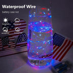 Christmas Fairy Lights Decorations, 4-Pack Red White and Blue Battery Operated Lights with Timer, Waterproof 16FT 50 LED String Light Indoor Outdoor for Xmas Tree Party Home Memorial Day DIY Decor