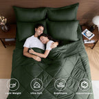 HEVUMYI Army Green Queen Comforter Set - 7-Piece All Season Bed in a Bag Queen, Ultra Soft Bedding Set with Comforter, Flat Sheet, Fitted Sheet, Pillowcases, Pillow Shams