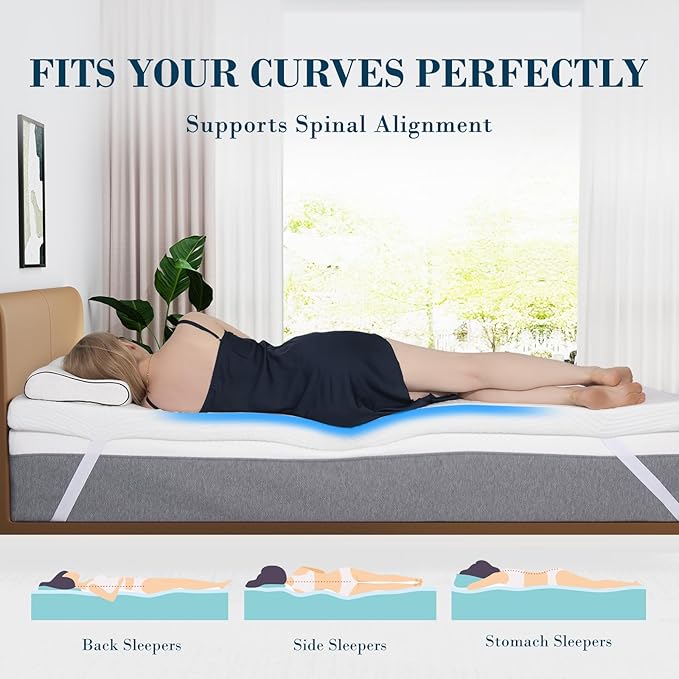 3 Inch California King Mattress Topper, Memory Foam Bed Topper with Removable Cover, Cooling Gel & Soft & Pain Relief & Breathable, CertiPUR-US & Oeko-Tex Certified