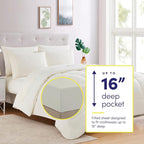 Sweet Home Collection 7 Piece Comforter Set Bag Solid Color All Season Soft Down Alternative Blanket & Luxurious Microfiber Bed Sheets, Ivory, Queen