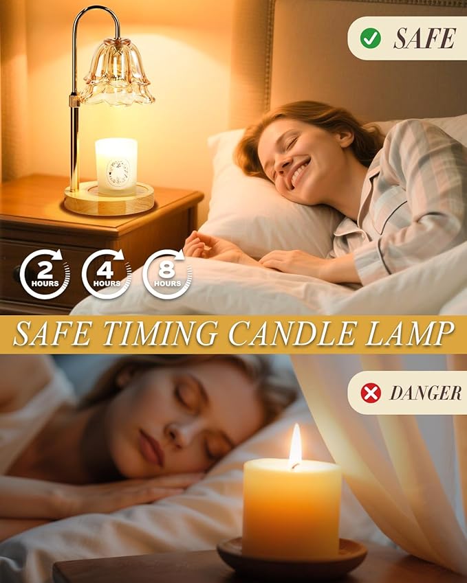 Flower Candle Warmer Lamp with Timer Dimmable, Christmas Birthday Gifts for Women Mom, Candle Warming Light Height Adjustable, Wax Melt Warmer for Jar Scented Candles, Housewarming Candle Lamp