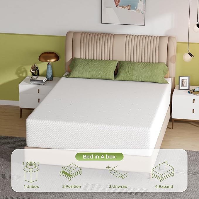 PayLessHere 14 Inch Queen Mattress Base Foam Mattress,Removable Soft Cover,Bunk Bed, Trundle, Daybed,White，Fiberglass Free