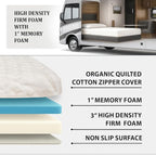 Foamma 3" x 36" x 76" Camper/RV Travel Gel Memory Foam Bunk Mattress, Organic Cotton Cover, Made in USA, Comfortable, Travel Trailer, CertiPUR-US Certified Foam