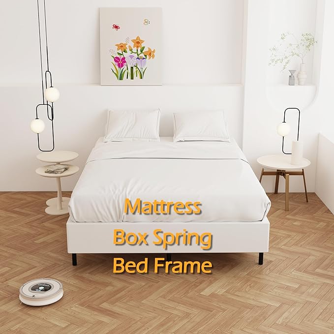 9 Inch Full XL Box Spring, Heavy Duty Metal Box Spring Bed Base with Fabric Cover, Mattress Foundation, Easy Assembly, Noise Free, Black