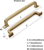 KHTUMEWARE 10 Pack 6-1/4 Inch Cabinet Handles - Brushed Brass & Gold Kitchen Cabinet Hardware with Drawer Handles