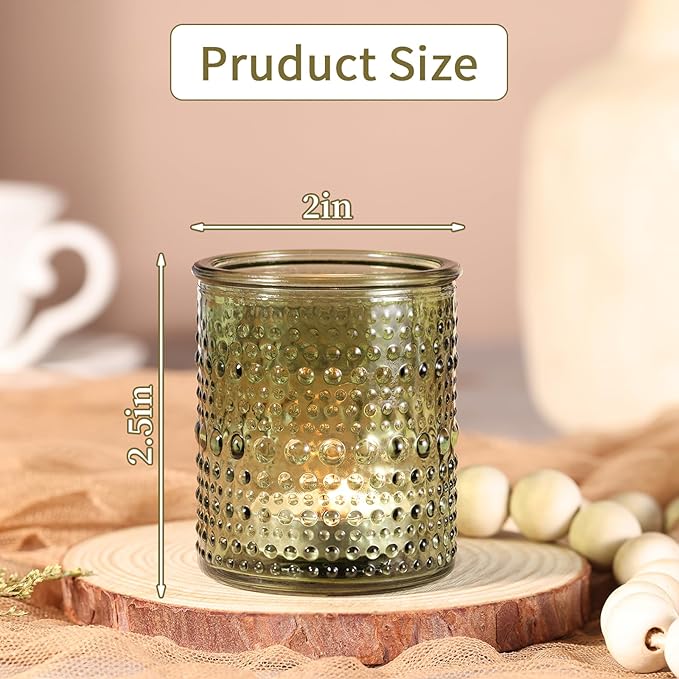 40Pcs Glass Votive Candle Holders, Green Tea Light Candle Holder Vintage Tealight Candle Holder Bulk for Wedding Christmas Party Table Decor (Green)