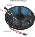 SEZO WS2812B LED Strip Light 16.4FT 30Pixel/M 150LEDs DC5V Individual Addressable LED Strip SMD5050 RGB Dream Color Programmable LED Light Strip Flexible IP65 Waterproof Black PCB