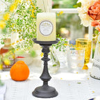 Sungmor Rustic Cast Iron Pillar Candle Holder, 7.8" Tall Vintage Candlestick Holders, Table Centerpiece Metal Candle Holder, Farmhouse Candle Stand for Fireplace Shelf Home Decor