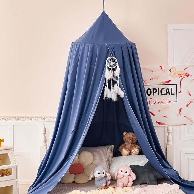 dix-rainbow Princess Decor Canopy for Kids Bed, Soft and Durable Bed Canopy for Girls Room Tent Canopy Dreamy Mosquito Net Bedding, Children Reading Nook Canopies Indoor(Blue)