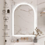 Niccy Arched LED Bathroom Mirror, 48x24 Inch Arch Frameless Backlit Mirrors for Wall Arched Lighted Vanity Mirrors Defogger and 3 Color, Explosion-Proof, HD Glass and IP65 Waterproof