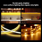 phopollo COB LED Strip Lights, 608 LEDs/m High Density Flexible 24V Led Lights with Remote & Touch Control, Dimmable 2700K-6500K for Bedroom, Kitchen, Cabinet Lighting-16.4ft