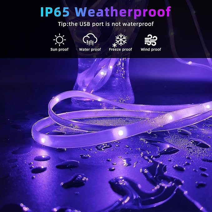 300ft Outdoor Led Strip Lights Waterproof, Trimmable Led Strip Lights Music Sync, RGB IP65 Waterproof Outside Led Lights Strip With Remote & App, Exterior Led Rope Light Waterproof For Pool Roof Yard