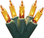 Holiday Pride Yellow Gold Christmas Lights on Green Wire - 100 Count Gold Christmas Tree Lights (24 Ft) - Indoor/Outdoor Use - UL Listed - Static/Flashing Modes - Connectable