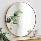 Gold Round Mirror, Gold Round Mirror 24 inch, Circle Wall Mirrors Metal Frame, Golden Circular Mirrors for Wall, Living Room, Bathroom, Entryway, Vanity, Hallway.