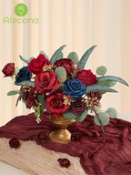 Alecono Artificial Flowers, Red Fake Flowers for Wedding, Burgundy Silk Cake Flowers for DIY Wedding Bouquets Party Decor Table Centerpieces Arrangements