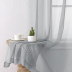 Aiyufeng Light Grey Sheer Window Curtains 84 Inches Long 2 PCS- Rod Pocket Living Room Curtain Panels Voile Textured Soft and Lightweight Window Treatments for Bedroom Decor, 40W x 84L Inches