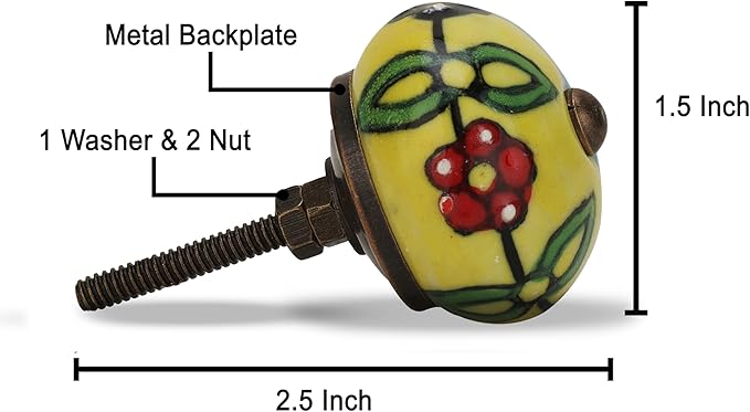 Multicolor Ceramic Knobs for Cupboards and Drawers Assorted Kitchen Cabinet Knob Door Pull Handle for Dresser Wardrobes Boho Home Interior Decor - Pack of 6