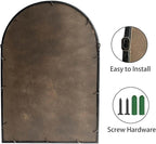 ironsmithn Arched Window Mirror, 36"x24" Grid Mirrors, Windowpane Mirror, Black Metal Arch Mirrors for Decor Living Room Fireplace Entryway Bedroom Hallway