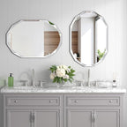 Silver Wall Mirror-Beveled Edge Frameless Mirror for Bathroom, Vanity, Bedroom, Rectangle Mirrors（19.5X27.6inch）
