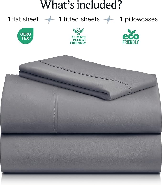 LuxClub Twin Sheets - Soft Kids Bed for Boys and Girls, 3 PC Deep Pockets Wrinkle Free Fitted Machine Washable Hotel Bedding Silky Soft- Light Grey