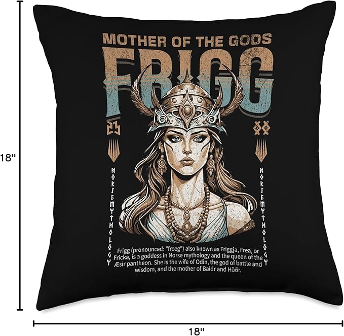 Nordic Vikings Legends Old Norse Mythology Gods Frigg Nordic Scandinavian Legends Old Norse Mythology Gods Throw Pillow, 18x18, Multicolor