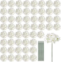 Auihiay 64 PCS Artificial Hydrangea Flowers, Silk Hydrangea Full Flowers Heads with Stems for Wedding Centerpieces, Home, Garden, Baby Shower, Party Decoration (Ivory)
