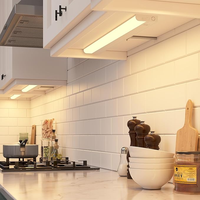 GETINLIGHT 12-inch Hardwired Only 3 Color LED Under Cabinet Lighting, Selectable 3000K/4000K/5000K, Dimmable, Matte White Finished, ETL Listed, IN-0201-11-WH-345K
