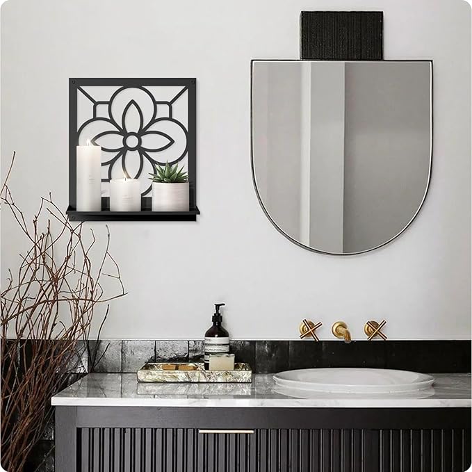 Abstract Candle Wall Holder, Pastoral Bathroom Wall Art for Living Room Bedroom Bathroom (2 Pack 11.8 x 13 in)