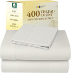 California Design Den Soft Twin Sheets Set - 400 Thread Count Sateen, Natural 100% Cotton Sheets, Deep Pockets, Cooling and Durable Bedding Set for Dorm Rooms & Adults - Ivory (Pale Tone)