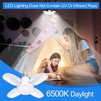 2Pack LED Garage Ceiling Lights, 4 Adjustable Panels, 5000Lumen, E26 6500K Daylight Shop Lights for Garage, Kitchen, Indoor, Attic