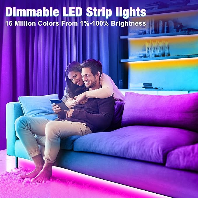65.6ft Led Strip Lights, Led Light Strips Music Sync Color Changing Led Lights with App Control and Remote, Led Lights for Bedroom, Party, Home Decoration