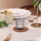 32Pcs Ribbed Blue Votive Candle Holders, Tea Light Candle Holders for Table Centerpiece, Blue Candle Holders for Wedding Decor,Home and Holiday Decor