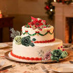 Artificial Christmas Flowers Set with Poinsettia, Fake Roses, Greenery Leaves & Stems for DIY Christmas Decor - Wreath, Tree Ornaments, Wedding Bouquets, Centerpieces, Home Floral Arrangement