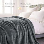 Exclusivo Mezcla Plush Fuzzy Fleece Bed Blanket King Size, Super Soft, Fluffy and Warm Blankets, Suitable for All Seasons (Dark Grey, 90x104 Inches)
