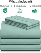 LuxClub 5 PC Split King Sheet Set Bed Sheets Deep Pockets Wrinkle Free Cooling Sheets Machine Washable Hotel Bedding Silky Soft - Light Teal Split King