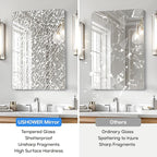 USHOWER 2-Pack Frameless Bathroom Mirror 20X30 Inch, Rectangle Wall Vanity Mirror for Over Sink, Bathroom, Bedroom, Entryway, Polished Edge, Tempered Glass