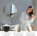 Sweetcrispy 24in Round Bathroom Mirrors for Wall, Bathroom Mirrors for Over Sink, Wall Decor for Bathroom, Entryway, Bedroom, Vanity, Classical Gold