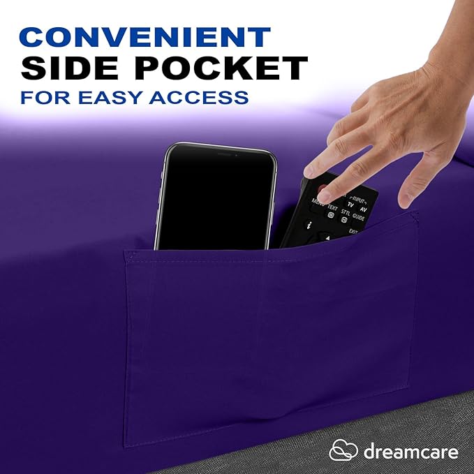 DREAMCARE King Size Sheets Set – 4 pcs Cooling Sheets – up to 21” Deep Pocket King Sheet Set – Hotel Luxury Sheets & Pillowcases – Superior Softness 100% Fine Microfiber with Side Pocket – Purple