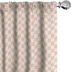 Ambesonne Geometric Curtains, Pale Salmon Colored Chess Table Like Modern Pink Color Squares Art Print, Window Treatments 2 Panel Set for Living Room Bedroom, Pair of - 28" x 95", Peach Cream