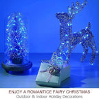Bright Zeal 66 Ft 200 LED 8 Mode Blue Christmas Fairy Lights Battery Operated with Timer and Remote - 8 Modes Christmas String Lights Outdoor Waterproof Twinkle Xmas Lights Silver Wire String Lights