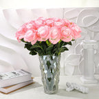 32 Pcs Light Pink Artificial Flowers Bulk, 20" Silk Gradient Blush Pink Real Touch Roses for DIY Wedding Bridal Bouquets, Centerpieces, Home Decor