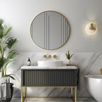 Gold Circle Mirror, Round Mirror 22 inch, Gold Wall Mirrors Metal Frame, Circle Mirrors for Bathroom, Bedroom, Living Room, Entryway.