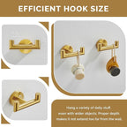 Angle Simple Towel Double Hook Brushed Gold 2 PCS, SUS304 Stainless Steel Bathroom Hand Towel Holder, Double Robe Hook, Wall Mount