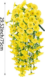 6-Pack Outdoor Faux Plants, 69-Flowered Large Morning Glory, Uv-Resistant Artificial Morning Glory,Perfect for Outdoor Decoration in All Seasons Such as Porches and Gardens (Yellow)
