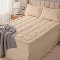 OLANLY California King Quilted Fitted Mattress Pad – Soft Pillow Top Mattress Topper, Down Alternative Fill, Cooling Breathable Mattress Cover, Machine Washable Deep Pocket Mattress Protector, Beige