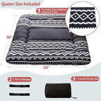 MAXYOYO Japanese Floor Futon Mattress - Thicken Sleeping Pad, Roll Up Floor Lounger Bed, Camping and Guest Room Pad, Thick Soft and Comfortable, Black Stripe, Queen Size