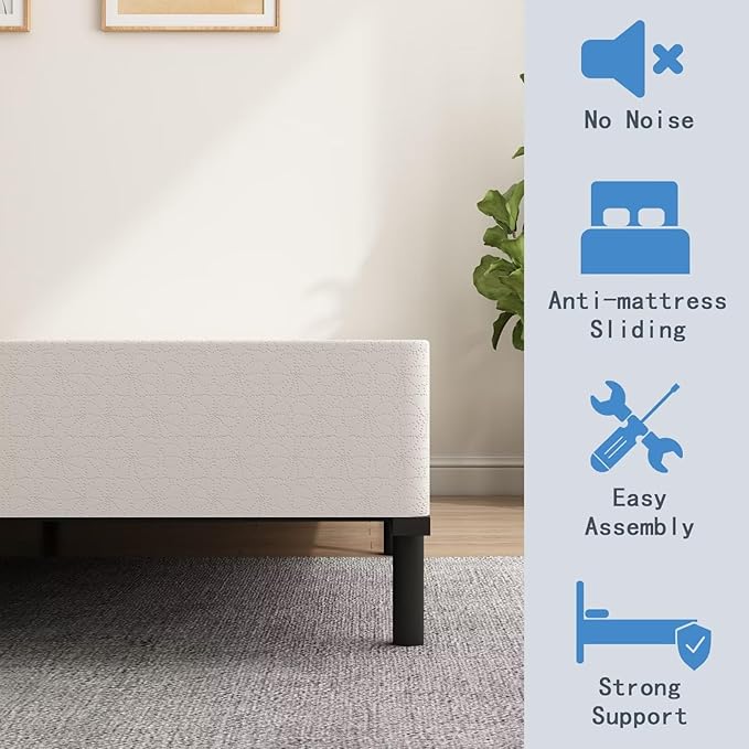 ALDRICH 5 Inch Heavy Duty Metal Box Spring Mattress Foundation 3000lbs Max Weight Capacity/Non-Slip/No Noise/Easy Assembly/Easy Clean Cover,King